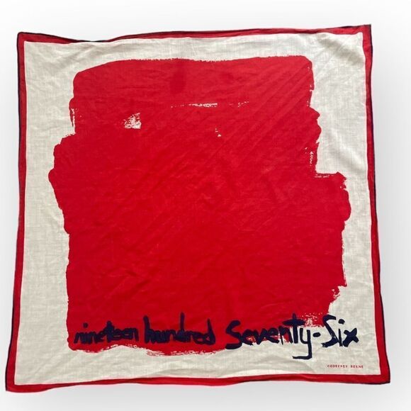 Geoffrey Beene vintage 1976 abstract red/white scarf - Picture 1 of 4